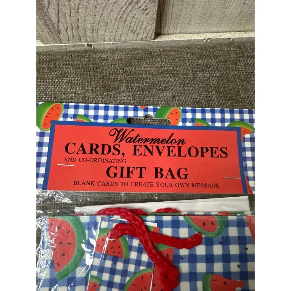 Watermelon Themed 6 Blank Cards & Envelopes Set With 1 Gift Bag Lot of 4 packs